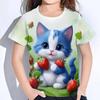 Tops For Children Short Sleeve Summer Cat T Shirts Girl Kids Clothes 3d Print Tee Shirts Korean Kawaii T-Shirts From 10-14 Years