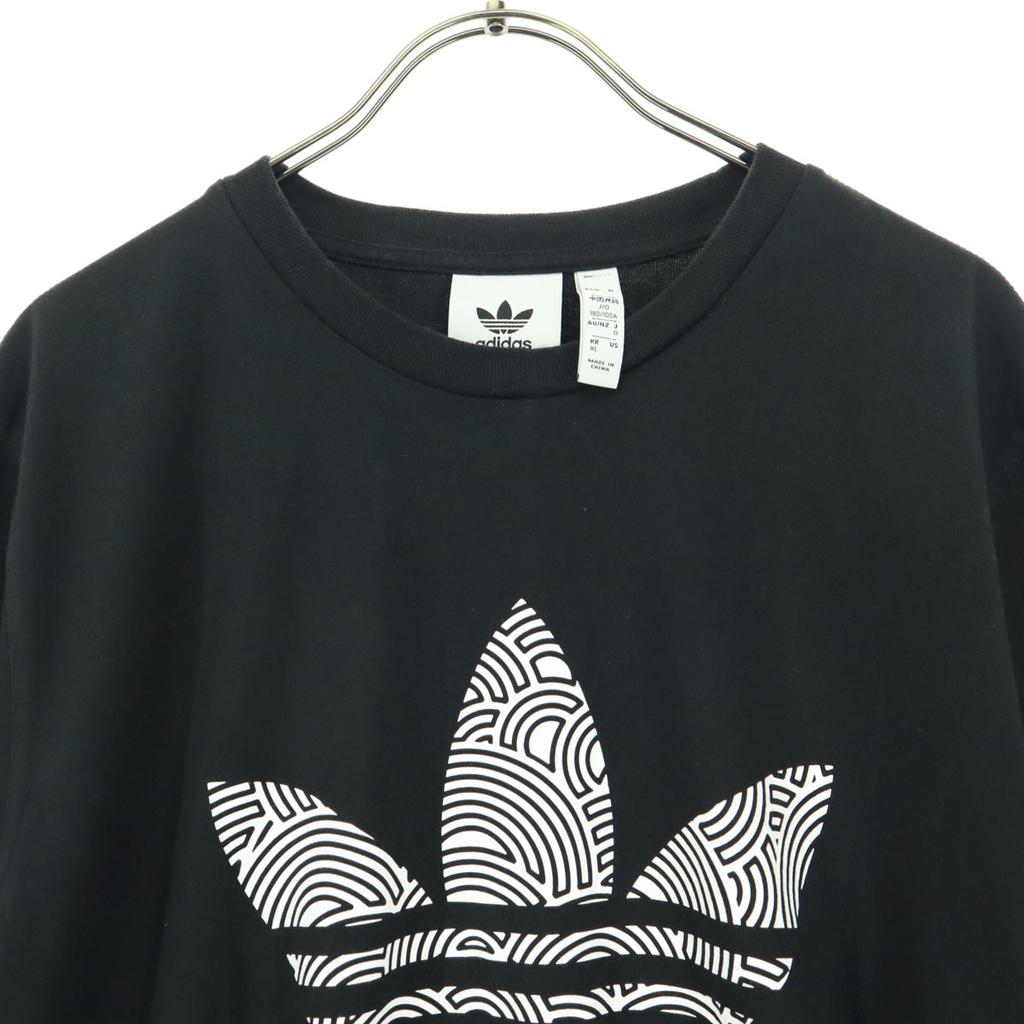Футболка с логотипом adidas Trefoil, с коротким рукавом, XL, черная, мужская, б/у