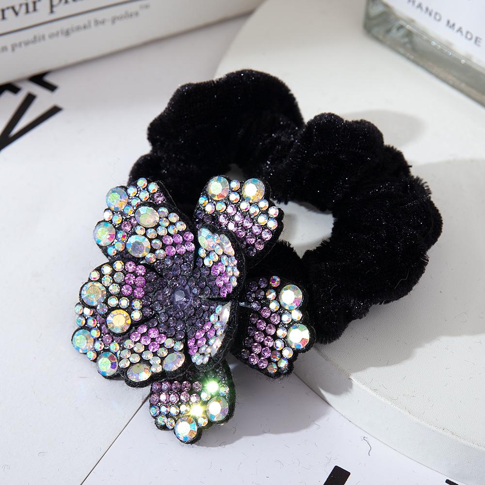 Женские резинки для волос со стразами, бархатные эластичные резинки для волос, цветочные кольца для волос, резинки для волос, хрустальные головные уборы, аксессуары для волос