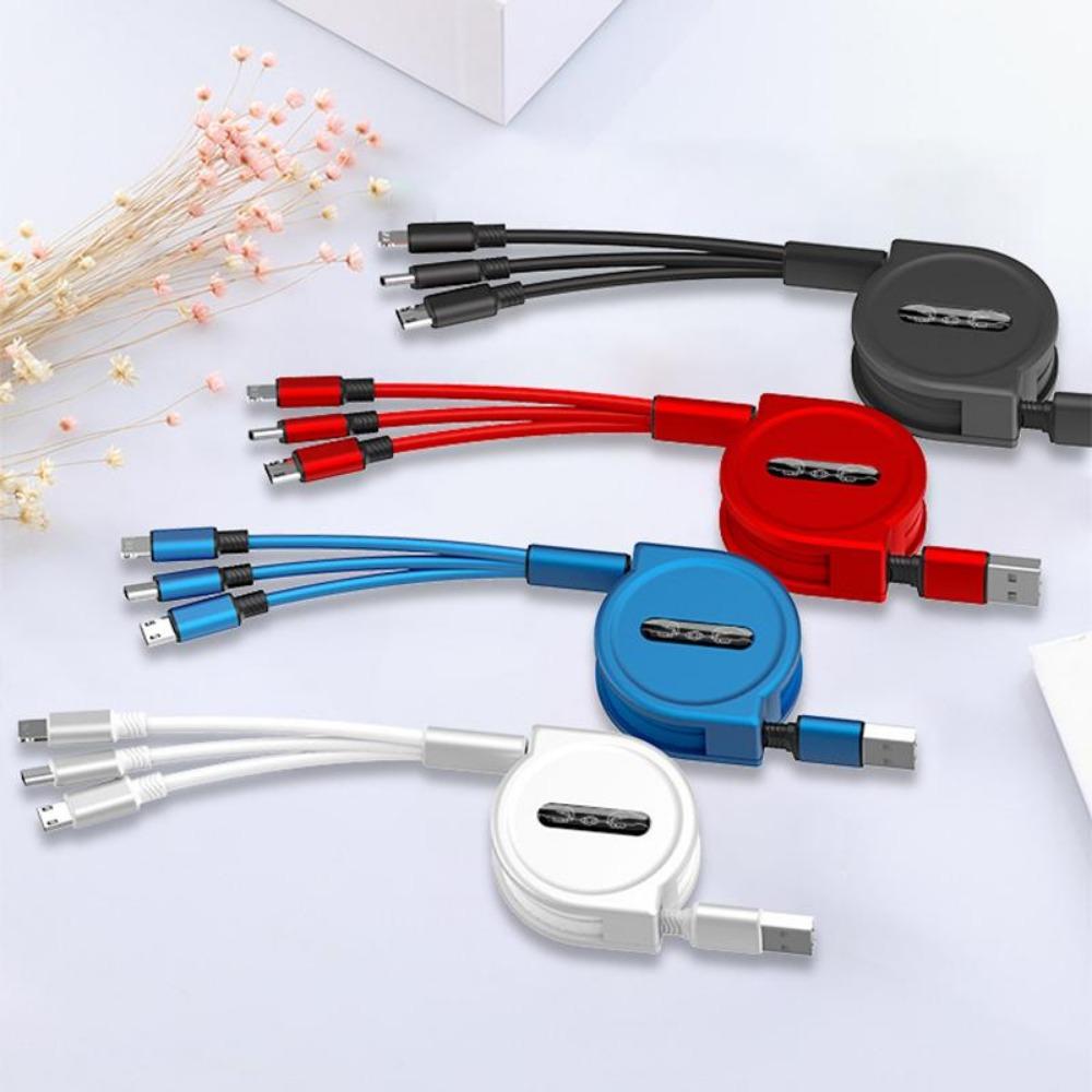 1 шт. 3 1-канальных зарядных кабелей, выдвижной USB-зарядный 2.4A быстрая зарядка, портативный зарядный кабель (интерфейс micro Type-C)