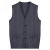 Men's Woolen Knitted Cardigan Sweater Vest Spring and Autumn Outer Wear Vest Dad Sleeveless Waistcoat