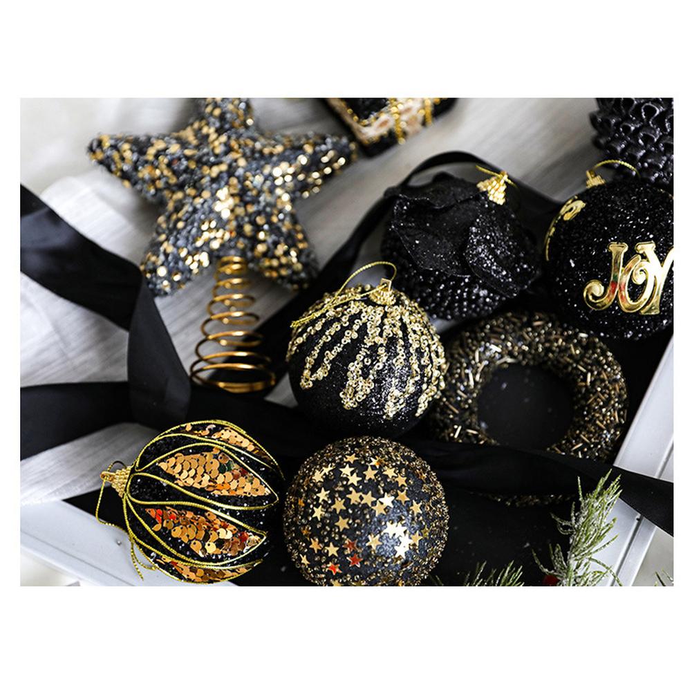 Elegant Christmas Baubles Black Gold Christmas Ornaments 6*6*6cm Festive Atmosphere Enhancer Meticulous Detail Work