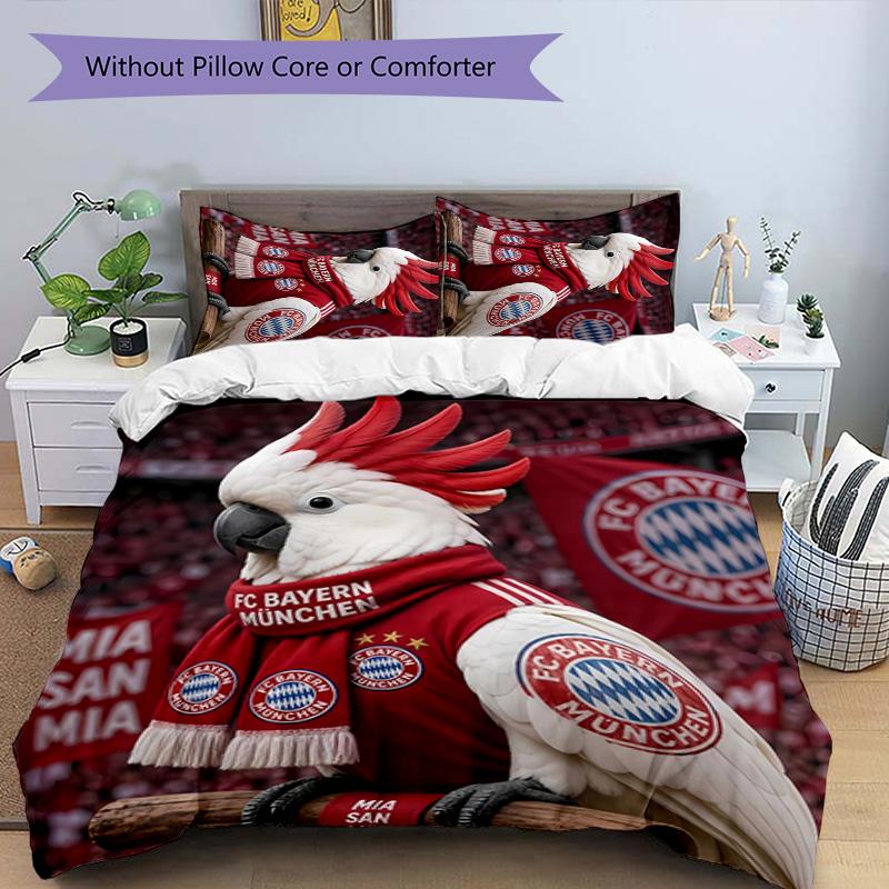 3pcs FC Bayern München logo pattern bedding set duvet cover set includes duvet cover &pillowcases,perfect all season bedroom decoration&gift