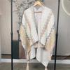 Ethnic Style Knitted Poncho Cape Vintage Bohemian Tassel Cloak Warm Shawl Travel Coat Cardigan Sweater