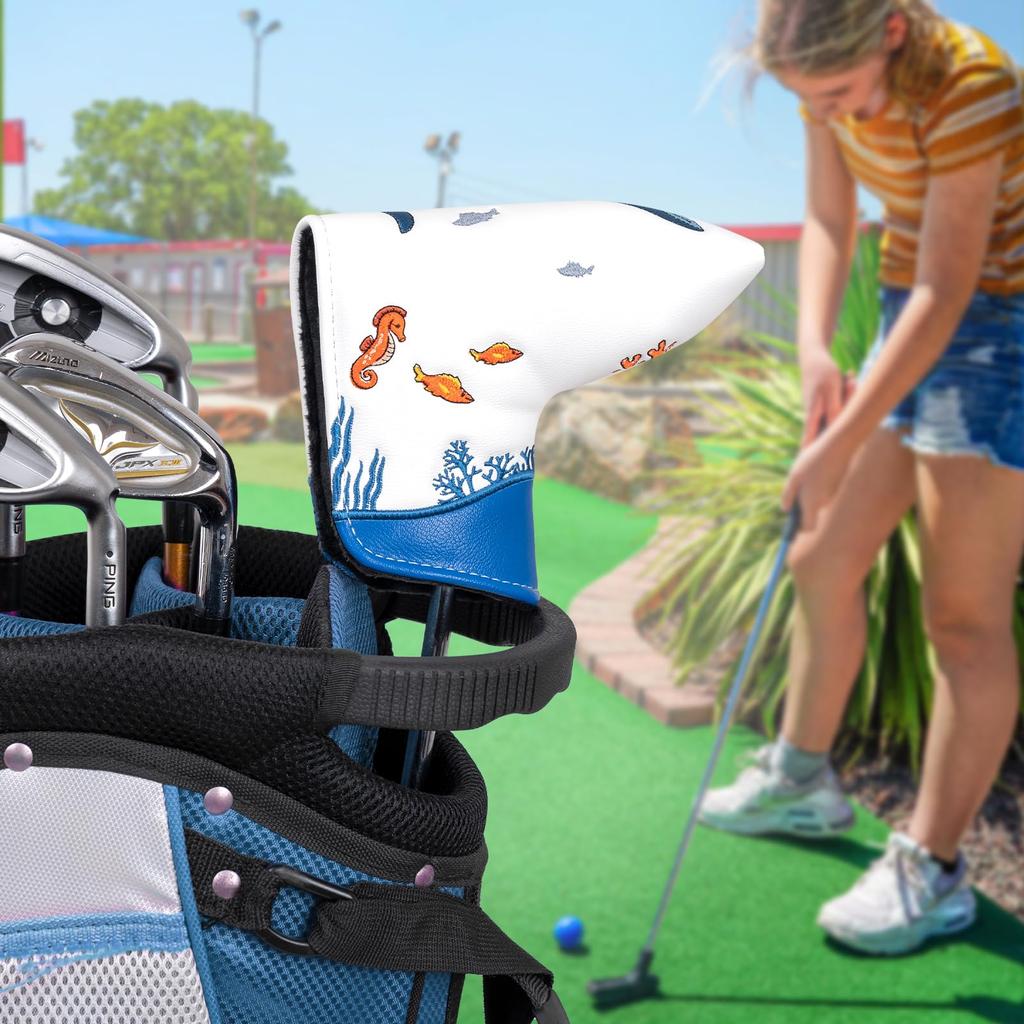 Big Teeth Putter Cover Pin Type Magnet Golf Club Head Cover Putter Cover Pin Type Blade Type Head Cover Whale Sea