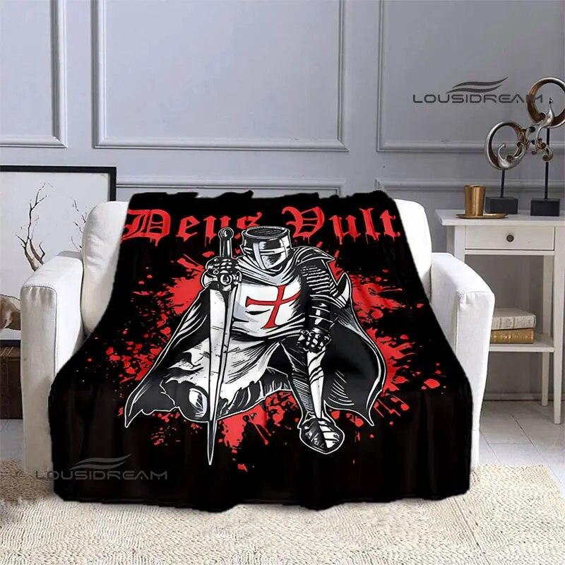 Crusade Cross Templars Knight Printed Blanket Flange Warm Blanket Bed Linings Picnic Blankets Home Travel Born Birthday Gift
