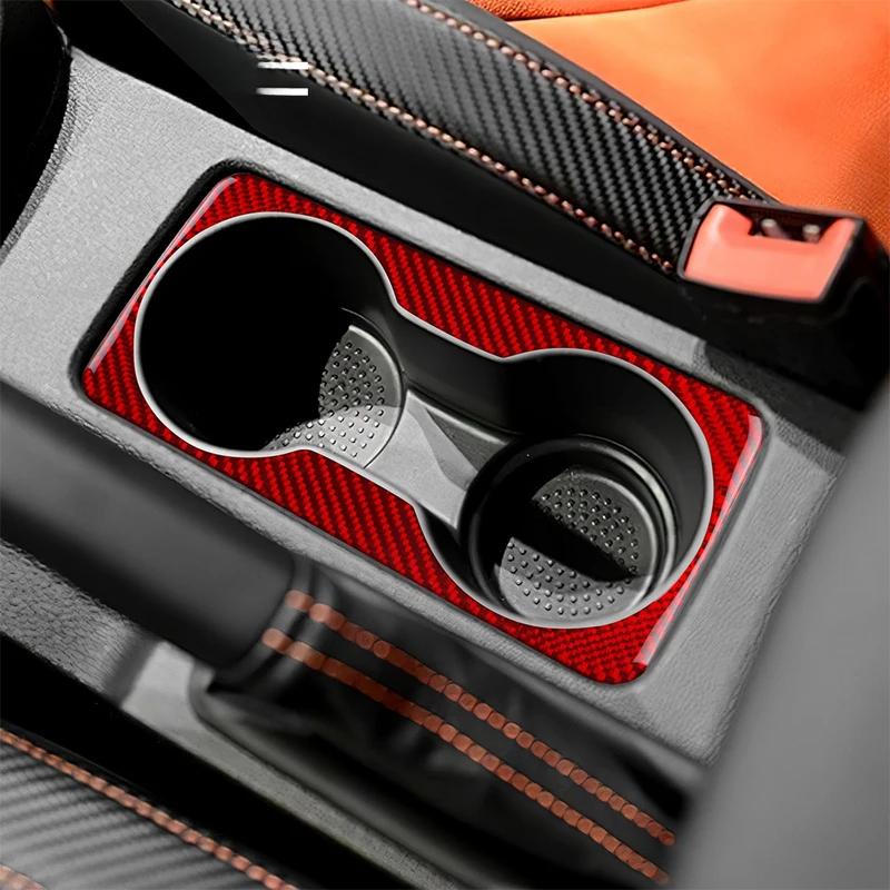 Real Soft Carbon Fiber Sticker For Seat Leon 2013 2014 2015 LHD RHD Car Gear Cup Holder Frame Trim Interior Accessories.