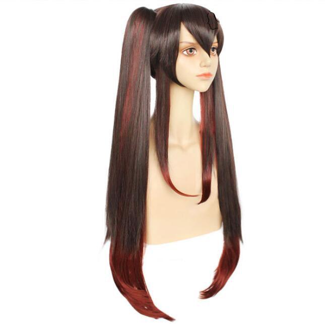 Anime Women Long Ponytails Wig Cosplay Genshin Impact HuTao Costume Heat Resistant Synthetic Hair Hu Tao Carnival Party Wigs