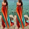 Summer Beach Dress Low-cut Waist-Exposed Backless Sleeveless Hollow Out Vacation Slip Dress
