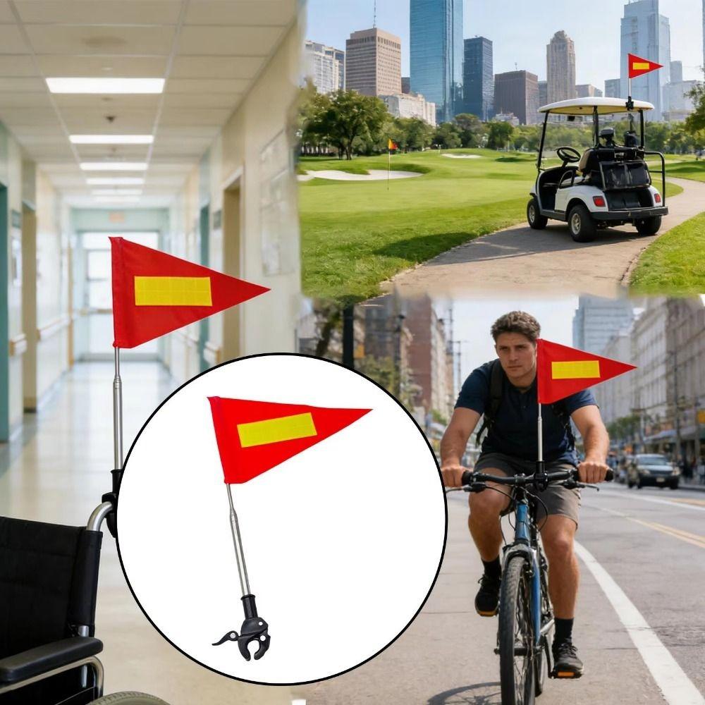 Clamp On Safety Warning Flag Telescopic Flagpole Golf Cart Flag Wheelchair