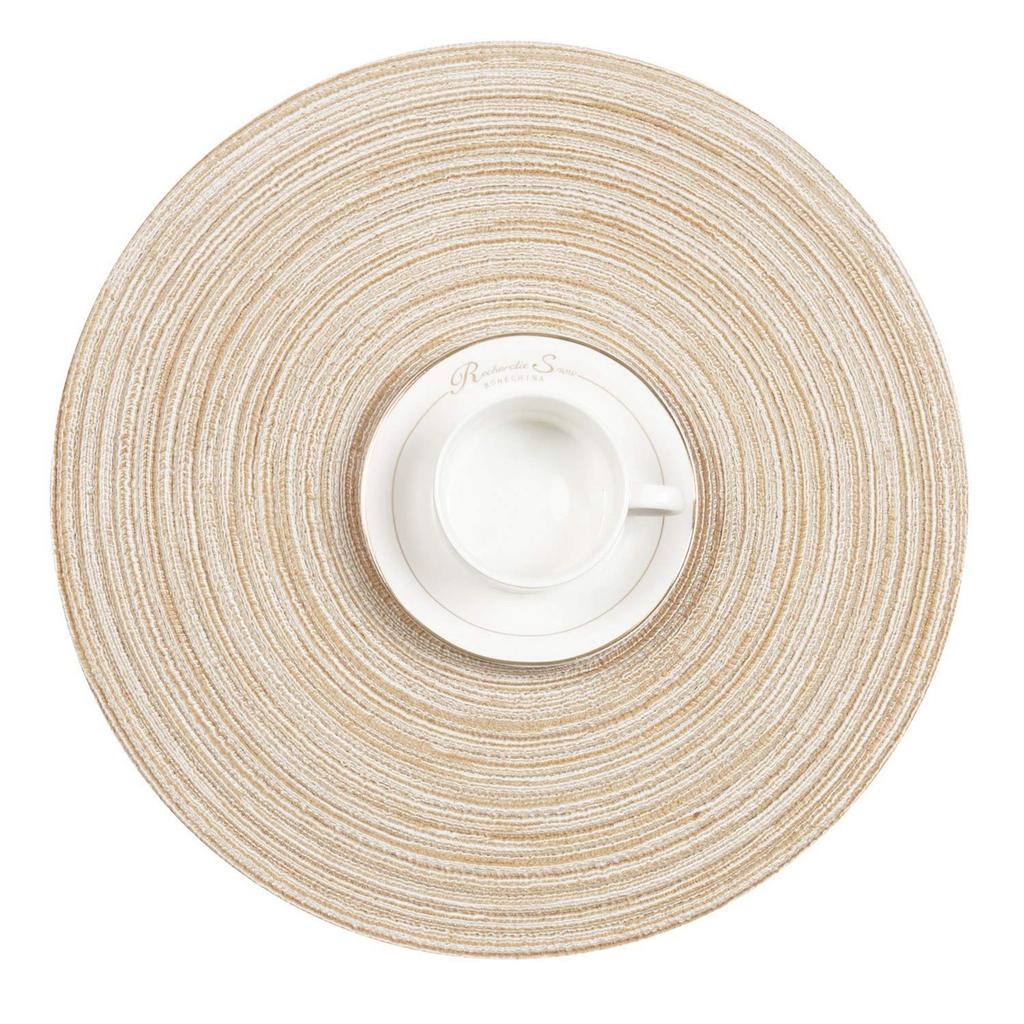 4-piece Set Meal Mat Woven Round Mat Beige Tableware Cup Pad