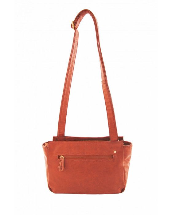 Sac besace - Le Temps des Cerises - NOMAD - PU - Couleur corail - Bandoulière réglable