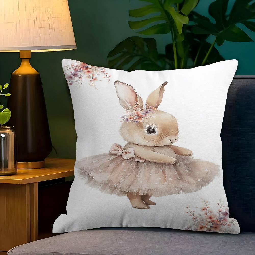 Cute Ballerina Bunny Ballet Animal Pillowcase Toon Gift Cushion Cover Bedroom Home Sofa Chair Seat Decor Pillow Case