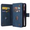 For Oppo Reno12 5G (Global) Zipper Wallet Case with 15 Card Slots and Strap Leather Phone Cover