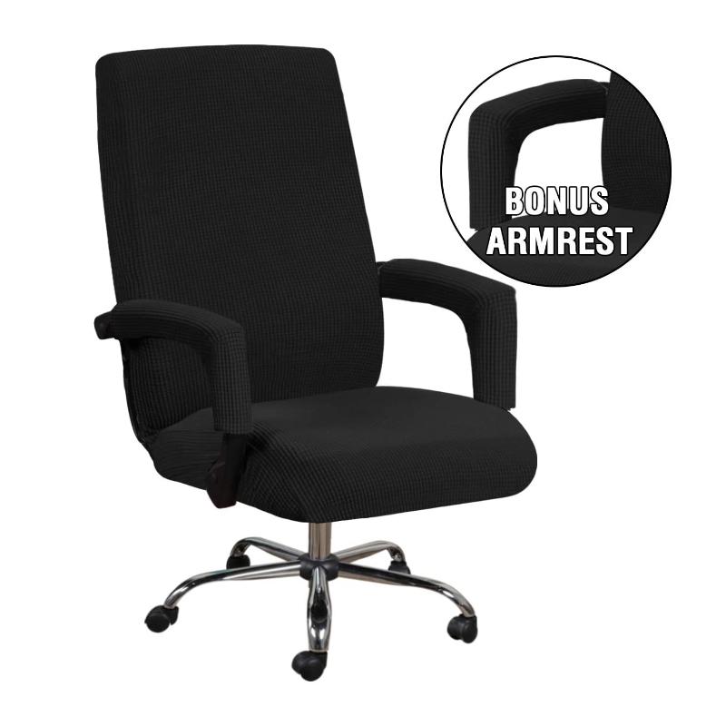 2 Sizes Office Elastic Solid Chair Covers Anti-dirty Computer Seat Chair Cover With Armrest Covers Removable  Office Seat Chairs Slipcovers