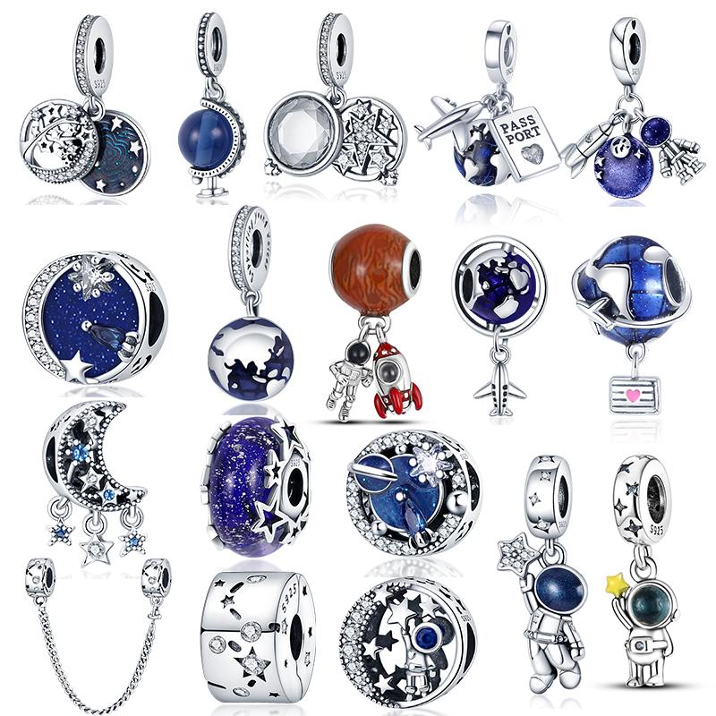 New 925 Sterling Silver Blue Astronaut Beads Fit Original Bracelet Ladies Jewelry DIY Gift Hot Sale High Jewelry