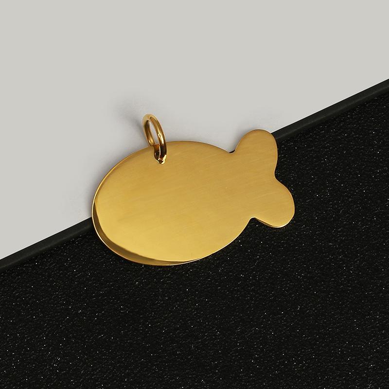 Для оптовой продажи металлическая бижутерия, бирка для питомца (рыба-сом), кулон, карта от потери, лазерная гравировка, собачья бирка из нержавеющей стали