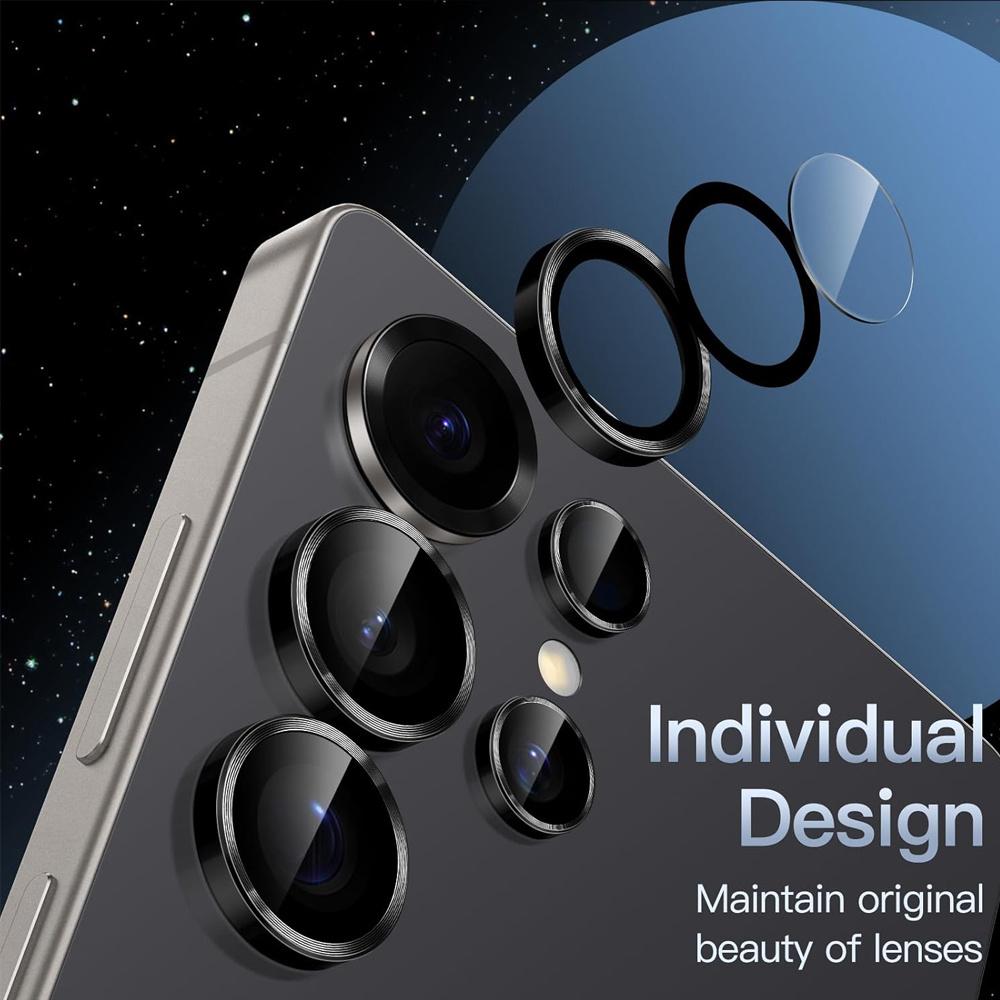 Для Samsung Galaxy S25 Ultra Защитная пленка для объектива камеры 9H Закаленное стекло Крышка для камеры Защитная пленка для экрана Металлическое кольцо SamsungS25 Plus