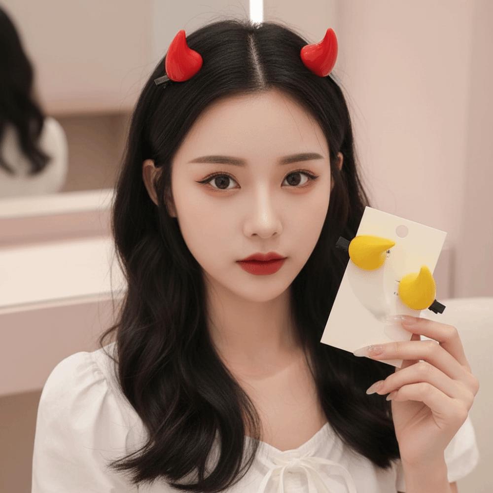 Miniature Devil Horn Hairpins Glossy Ox Horn Hair Clips Demon Horn Barrettes Cosplayers