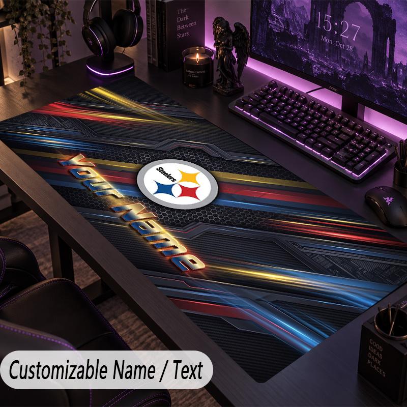 Large Mouse PadPittsburgh Steelers Custom Name Text Personalized Desk Mat Non Slip Gaming Pad