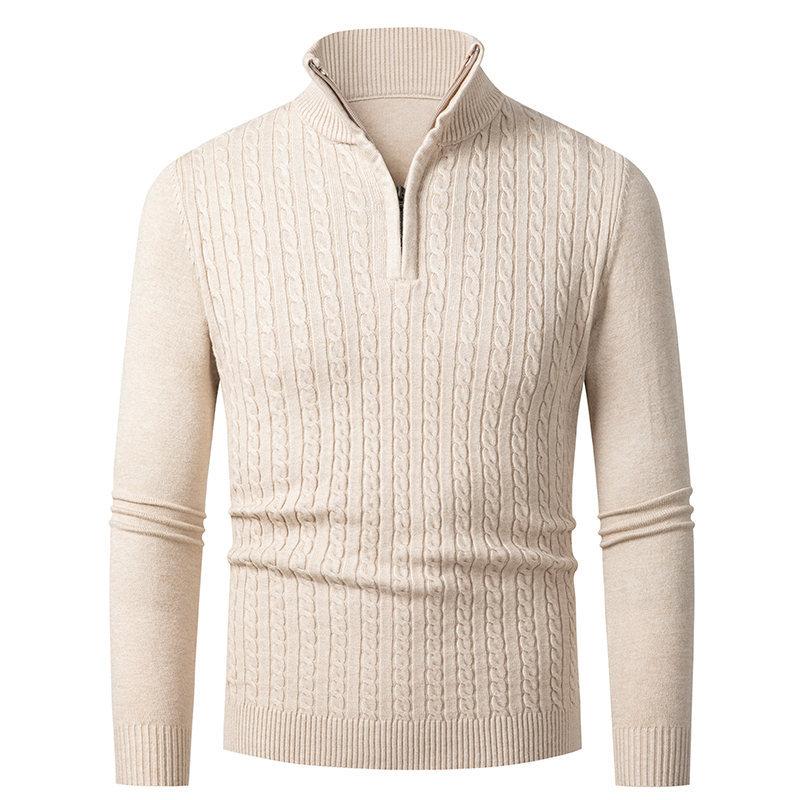 Мужской новый свитер с воротником-стойкой, мужской вязаный свитер, модная повседневная рубашка-рубашка