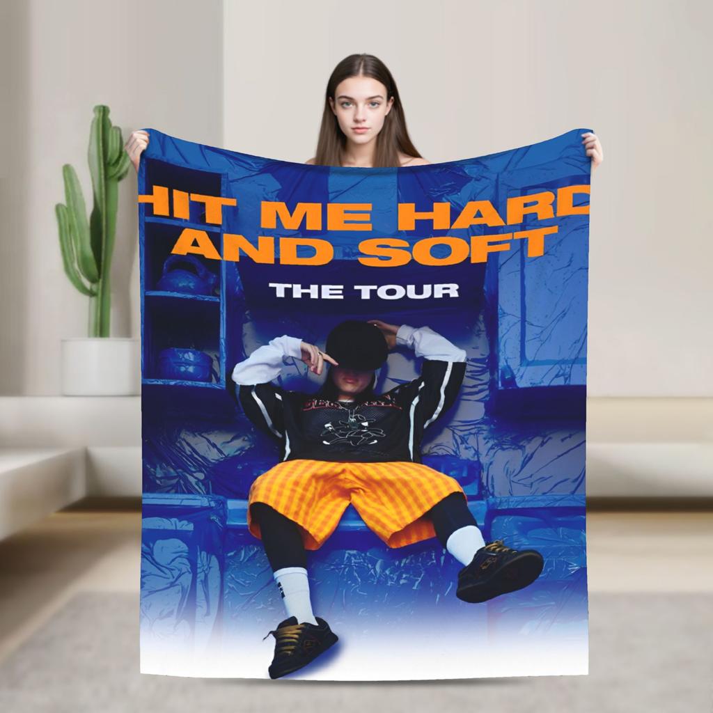 Hit Me Hard and Soft 2025 E-eilishes Blanket Warm Soft Funny Plush Throw Blanket For Couch Chair Flannel Bedspread Bed Cover