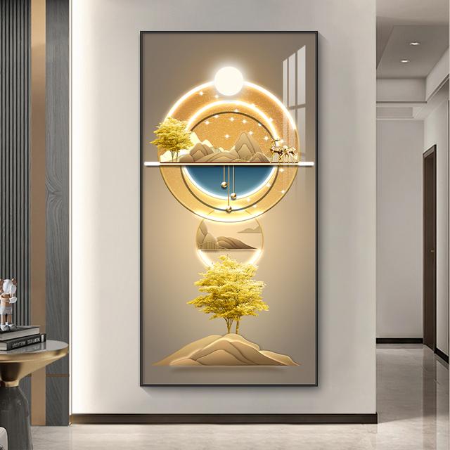 Абстрактная роскошная золотая картина на холсте, богатое дерево, свет, настенное искусство, постеры с оленями и принты для гостиной, крыльца, декора коридора