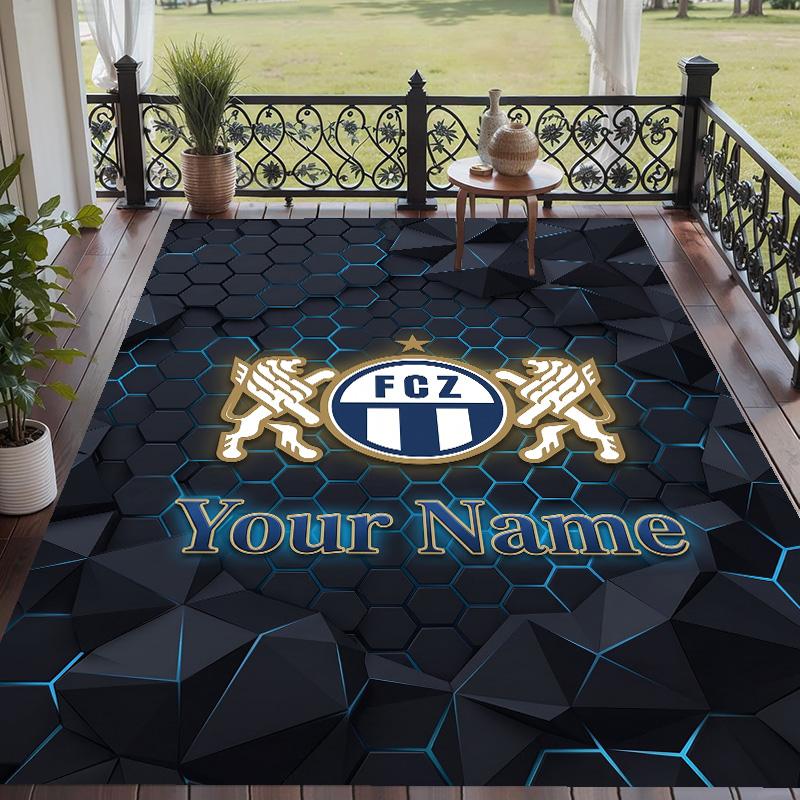 Custom Text Printed Rug FC Zürich Non Slip Floor Carpet For Home Room Decor