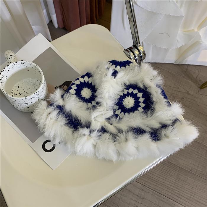 Japanese Hand-knitted Warm Wool Hat for Women Korean Style Gentle Rabbit Knitted Hat Fisherman Hat Autumn and Winter Versatile Trend