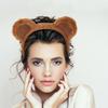 3/4Pcs/Set Brown Bear Ears Headband Plush Animal Ears Costume Hair Hoop Halloween Cosplay