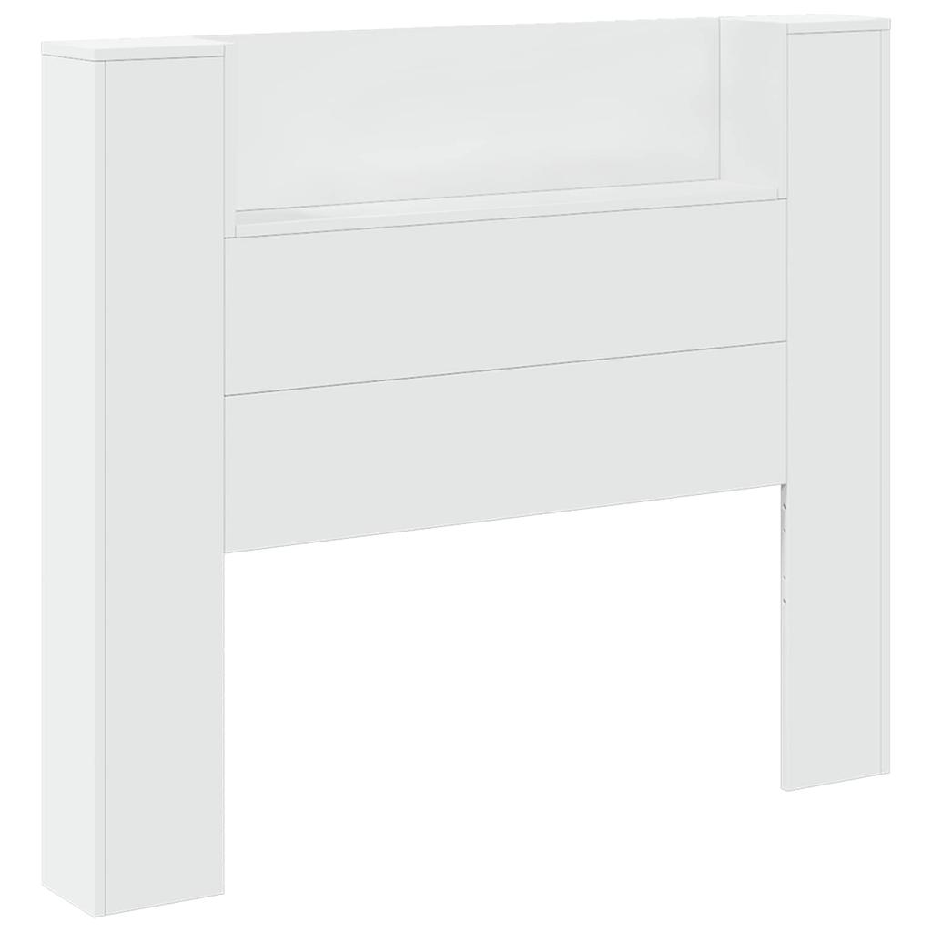 LED Headboard with Storage Space White Wood Based Material