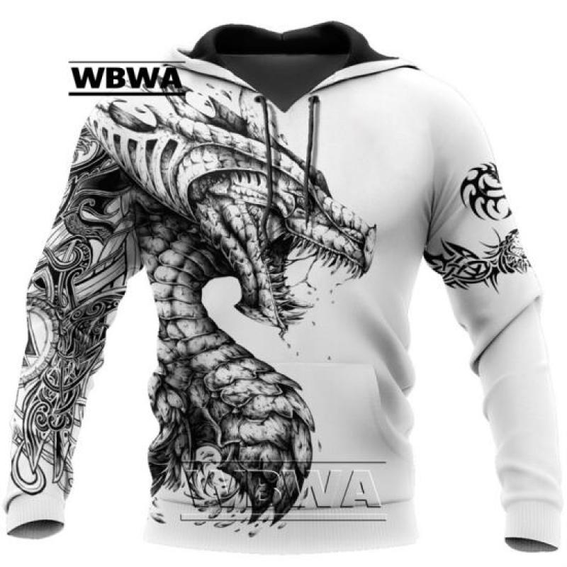 Spring Autumn Dragon And Tiger Tattoos 3D Print Unisex Deluxe Hoodie Men Sweatshirt Streetwear Pullover Casual Jacket Tracksuit