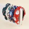 Christmas Print Cloth Knot Hairbands for Women Girls Shopping Party Holiday Headpiece Fashion Ladies Head Hoop