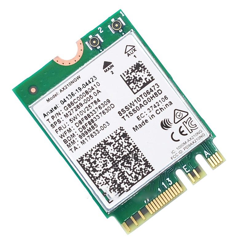 Для ноутбука ПК Wi-Fi 6E Ax210 Bluetooth 5.2 M.2 Беспроводная карта Ax210Ngw 2,4 ГГц 5 ГГц 6 ГГц 5374 Мбит/с 802.11Ax Ax200 Адаптер