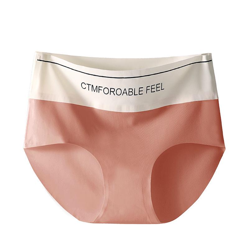 High Elastic Women's Colorblock Mulberry Silk Seamless High Waist Panties - Breathable, Antibacterial, Skin-Friendly.