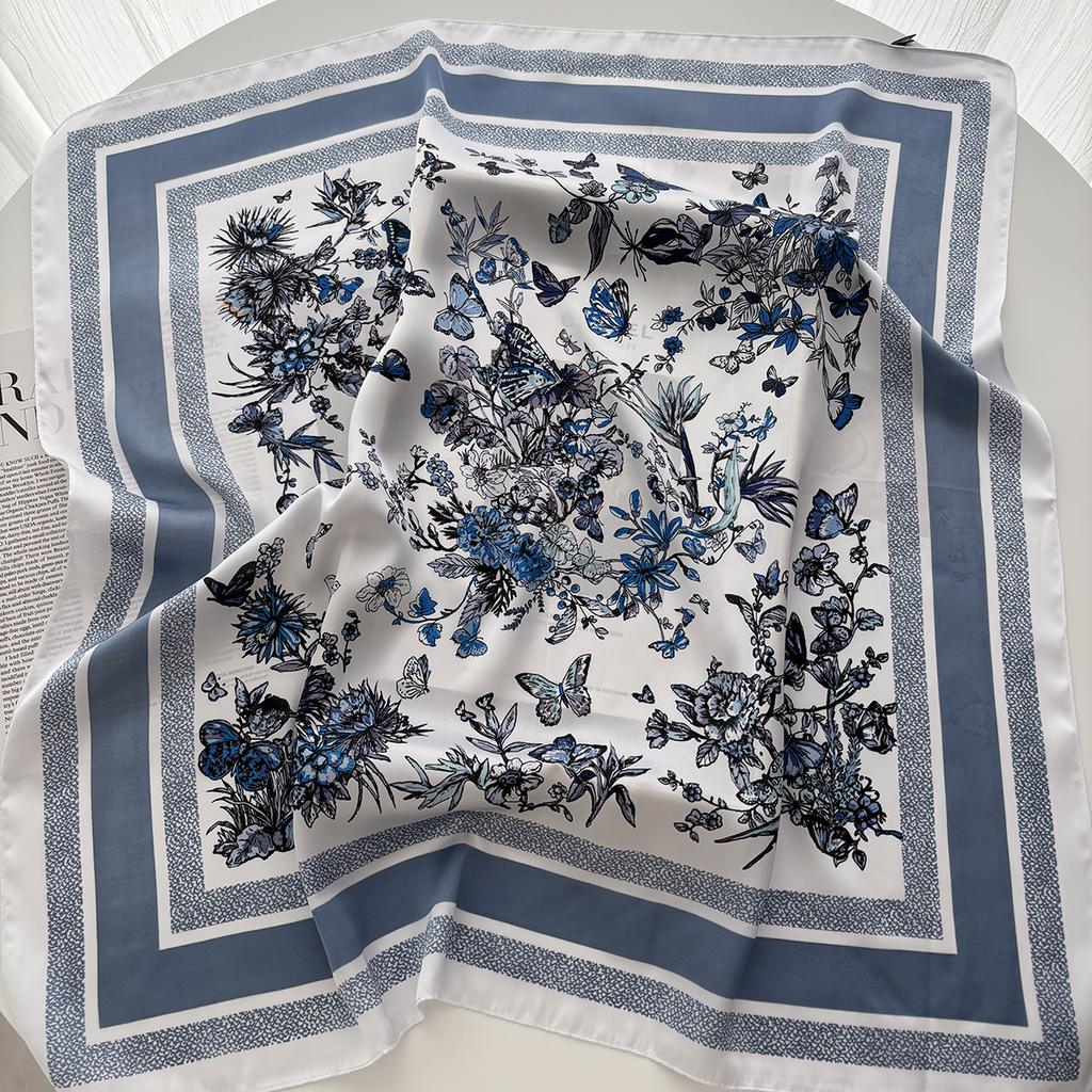 70cm  Scarf Women's Spring and Summer Thin Satin Square Scarf High-end Temperament Small Scarfs Shawl