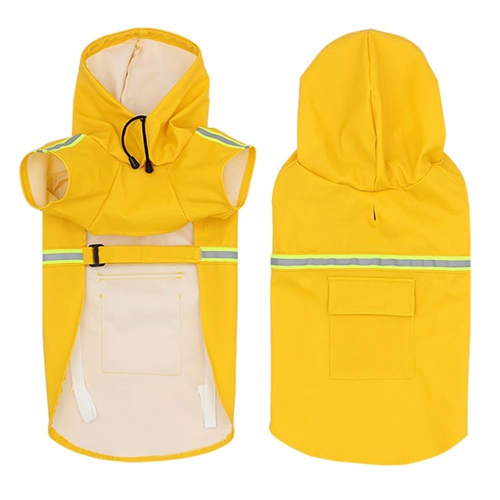 High-Visibility Rain Coat Adjustable Dog Rain Poncho Easily Wearable Pet Rain Jacket Outdoor