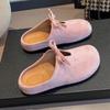 Тапочки-мешки с бантом и плоским дном, женские, весна 2025, новые, на мягкой подошве, в стиле ретро, универсальные, с одной педалью, полутапочки Boken