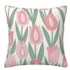 Чехол на подушку Fresh Pink Green Floral D Двусторонний полиэстер Чехол для подушки Декор с ромашками и тюльпанами Подарок для любителя цветов
