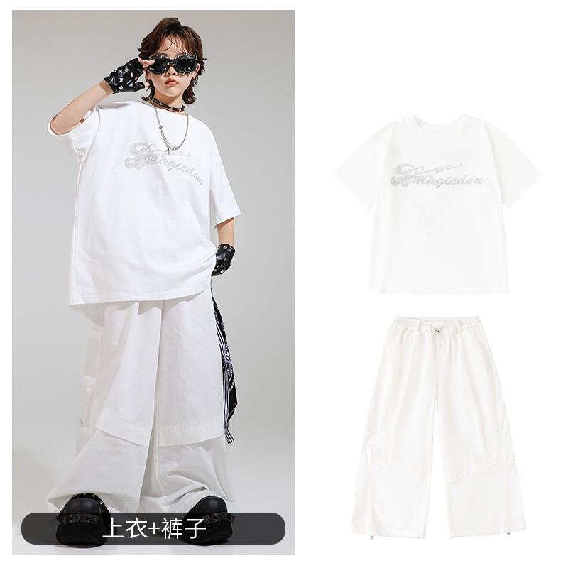 Kids Street Dance Outfit Popping Jazz Performance Costume Boys Girls Cool Stage Wear