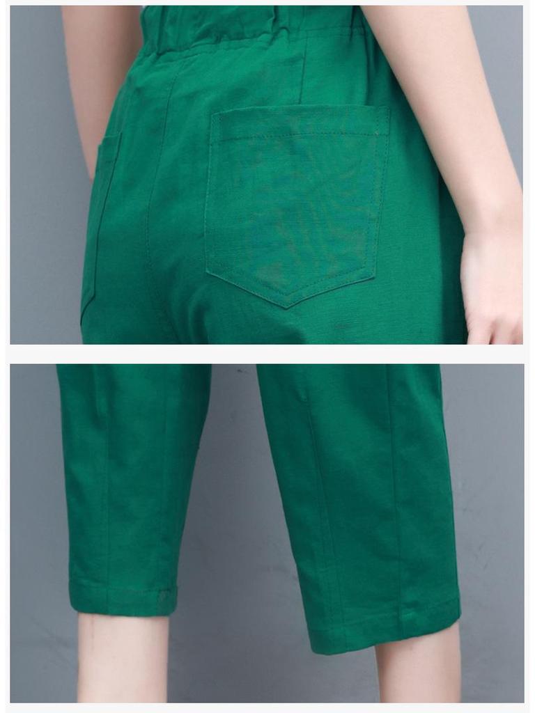 Женские летние брюки гаремы с высокой талией и длиной семь восьмых - прилегающего кроя с узкими штанинами