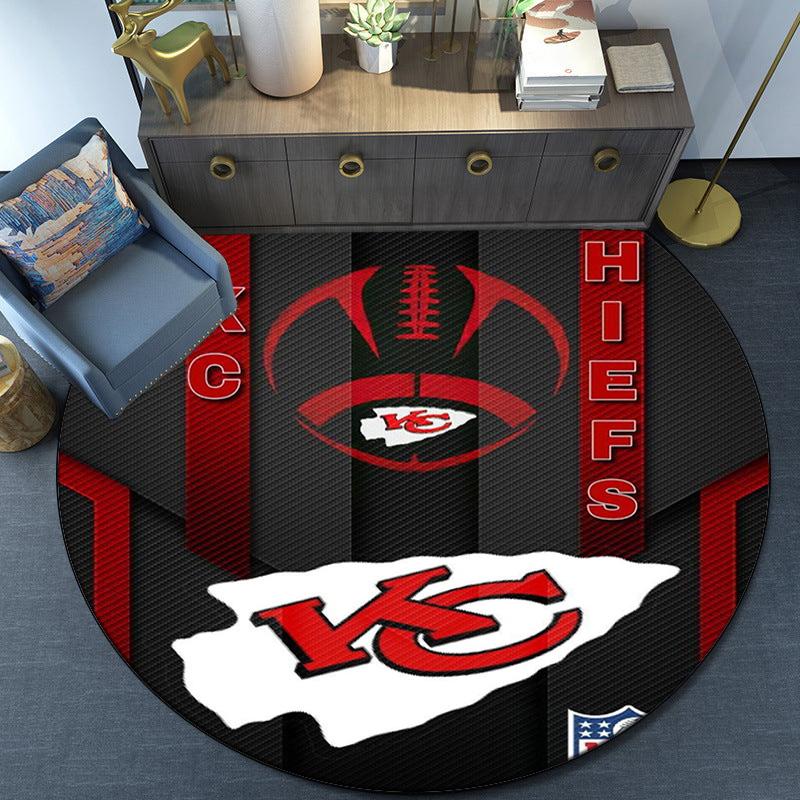 Kansas City Chiefs Football Round Rug for Livingroom,Bedroom, Palyroom, Chair Rug, Area rug, Circle Carpet, Large Size Fan Christmas gift
