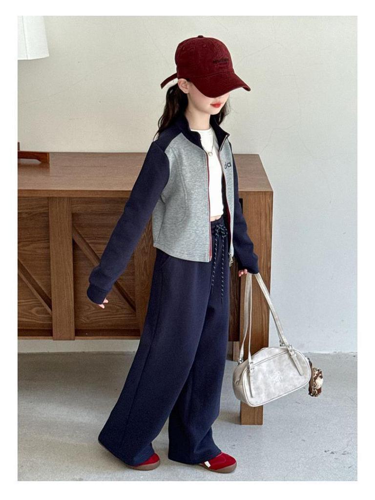 Модный осенний наряд для девочек 2025: Комплект из двух предметов: куртка и брюки для детей старшего возраста