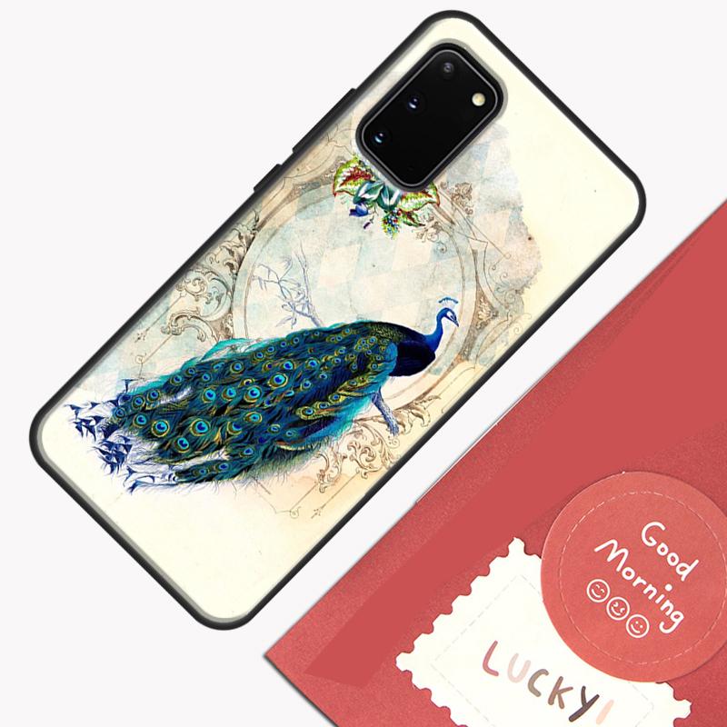 Bird Peacock Feather Case For Samsung Galaxy S22 S21 S23 Ultra Note 20 S8 S9 S10 Note 10 Plus S20 FE Back Cover