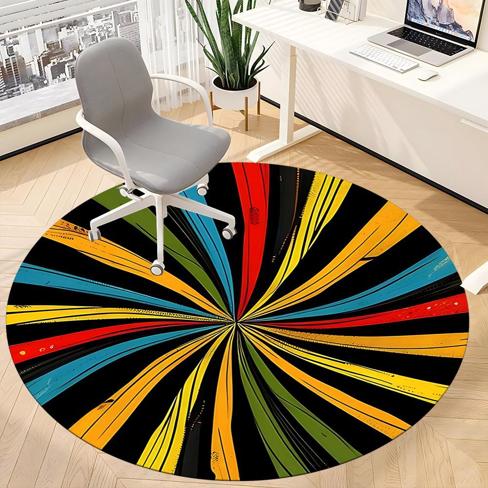 1PC Color Wheel Office Round Area Rug, Mat Suitable For Office, Under Office Chairs Bedroom Living Room Home Decor, Room Deco