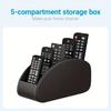 1 Black Artificial Leather Remote Control Stand with 5 Compartments - Universal Desktop Storage Box for TV, DVD, Blu-ray