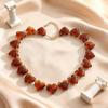 Love Heart Women Clavicle Chain Choker Sweater Chain Retro Acrylic Necklace  Vacation