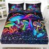 Color Mushroom Pattern Mattress Three-Piece Digital Printing Mattress Bedding Set Adult Children