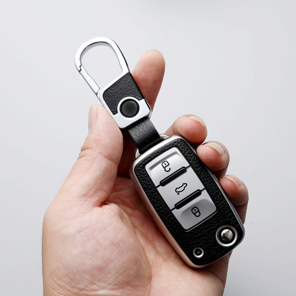 Cowhide Car Key Ring Genuine Leather Keychain Durable Key Ring Holder Auto