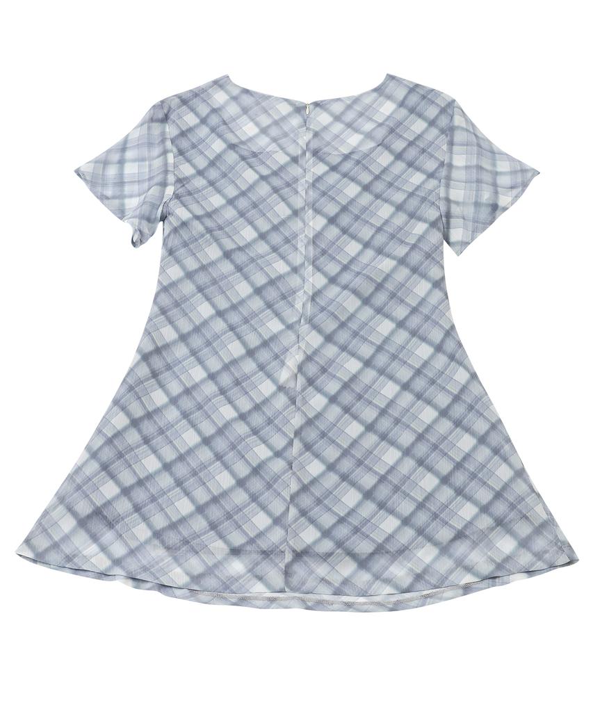 Catharsis Chiffon Mini Dress Blue Check One Size